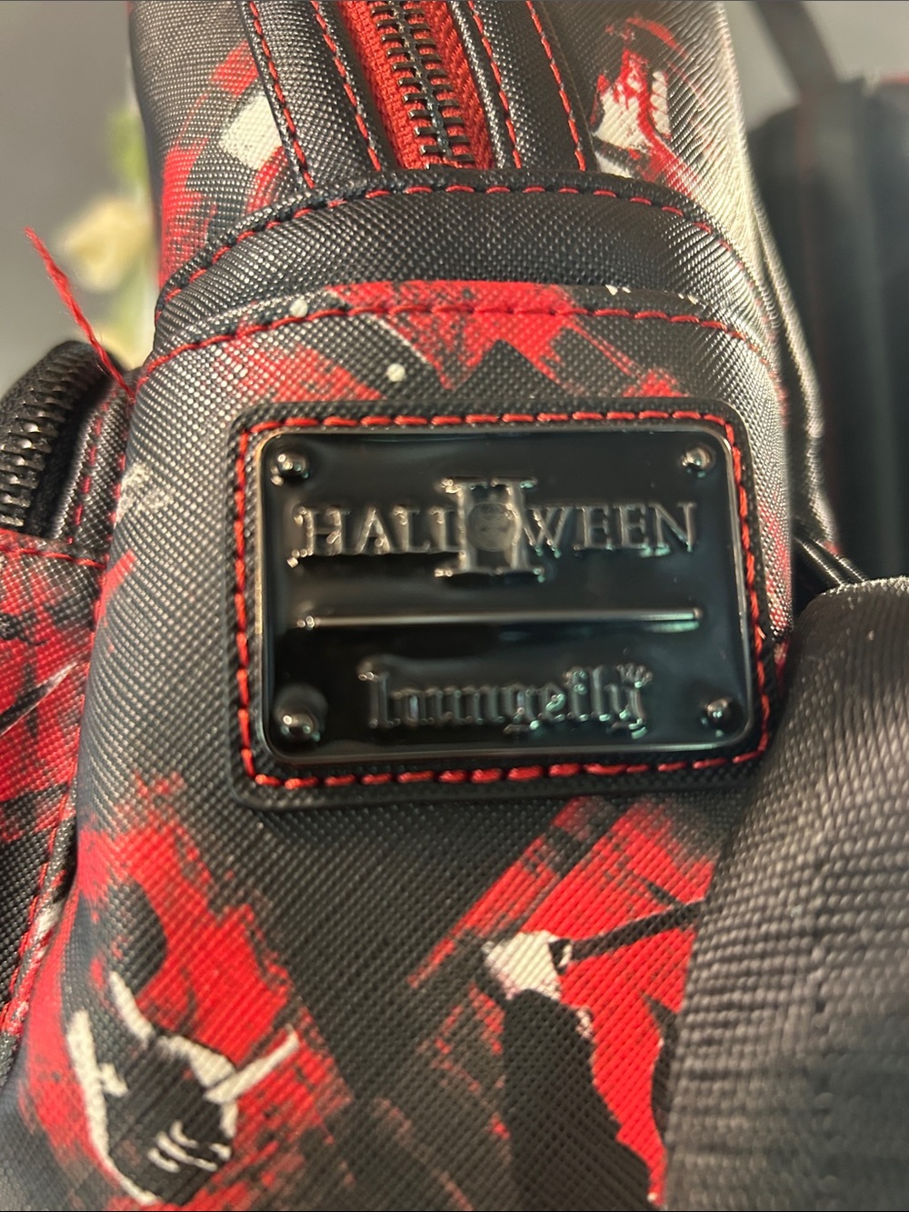 Loungefly Black Mini Backpack with Red Rose Print - Picture 2 of 10